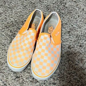 Vans women’s Orange Checkered Slip-On Shoes